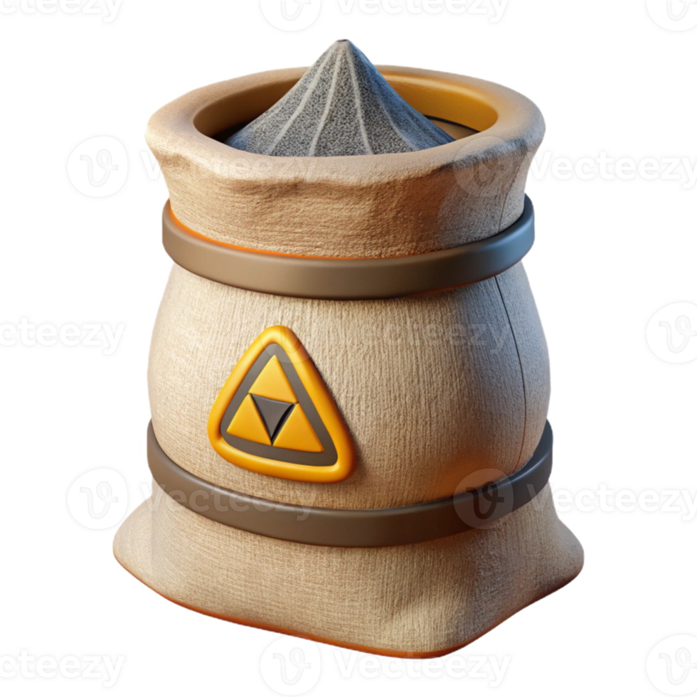 3D Render of a Beige Sack with a Triangular Emblem png