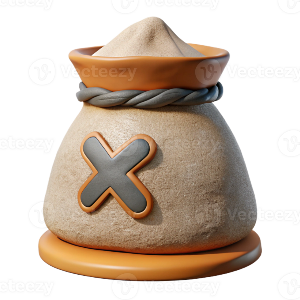 3D Render Sandbag with X Mark Illustration png