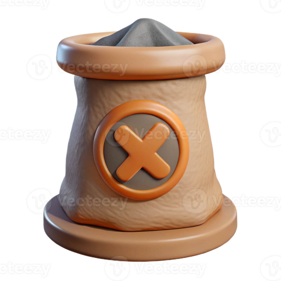 3D Render Sack with X Mark Illustration png