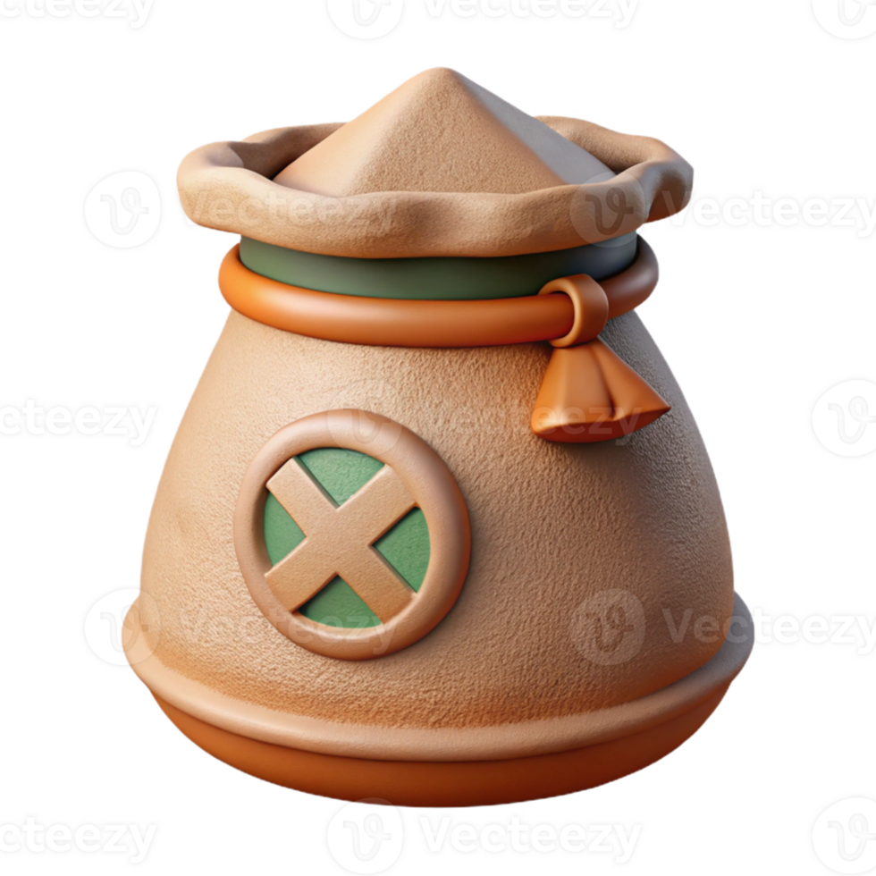3D Render of a Cartoon Sack png