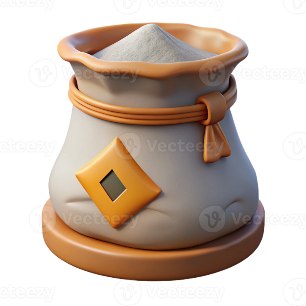 3D Render of a Bag of Flour png