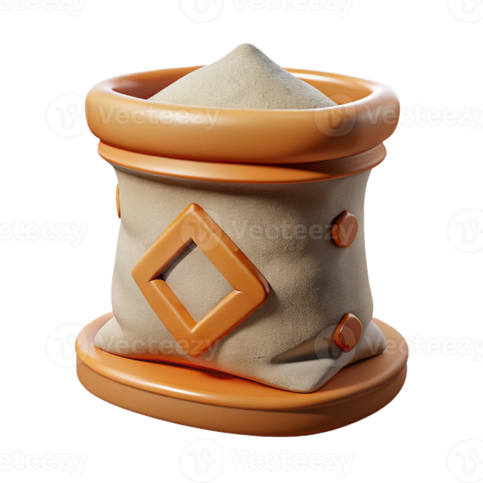 3D Render of Beige Sack of Powder png