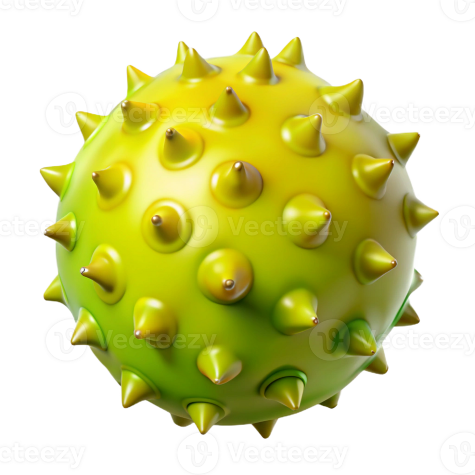3D Render Spiky Yellow Green Ball Illustration png