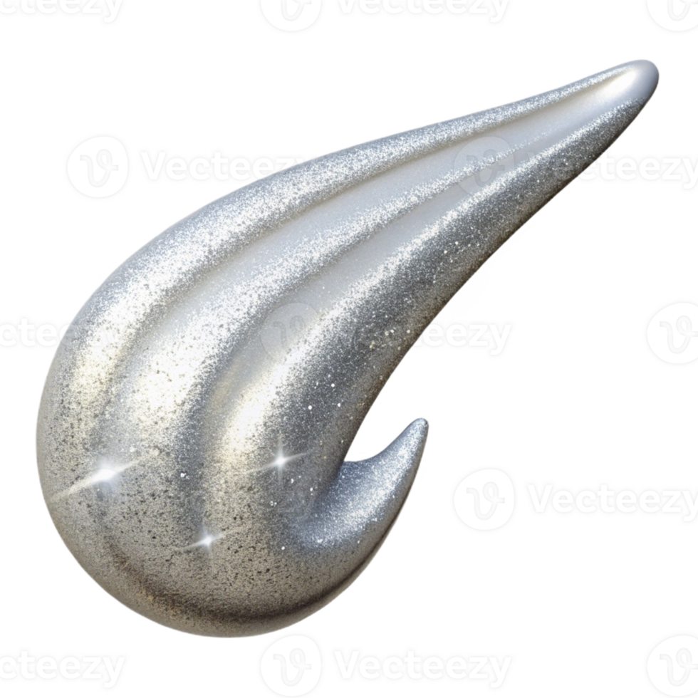 Silver Glitter Swirl 3D Render png