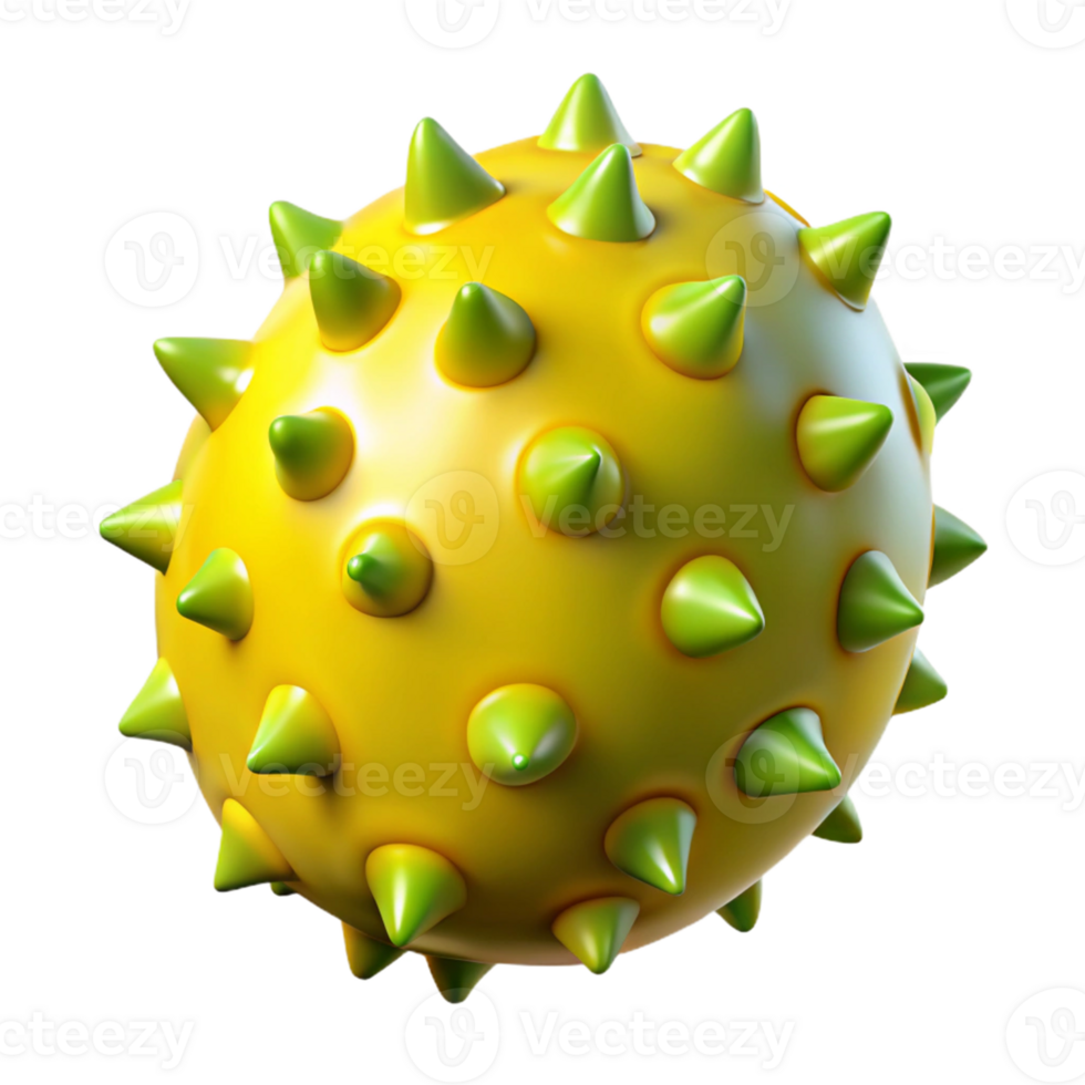 3D Yellow Spiky Sphere Illustration png