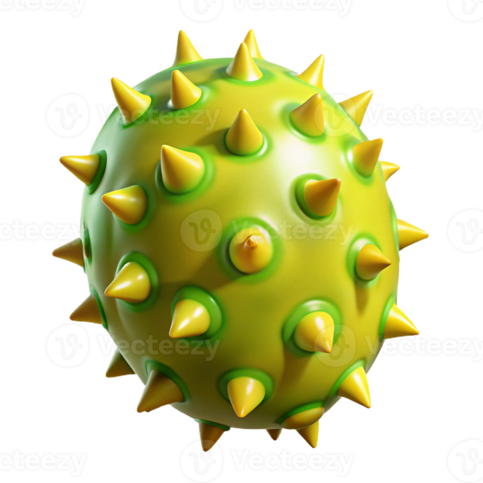 3D Render Spiky Yellow Green Ball Illustration png