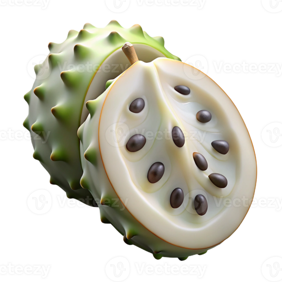 3D Illustration of a Sliced Kiwano Melon png