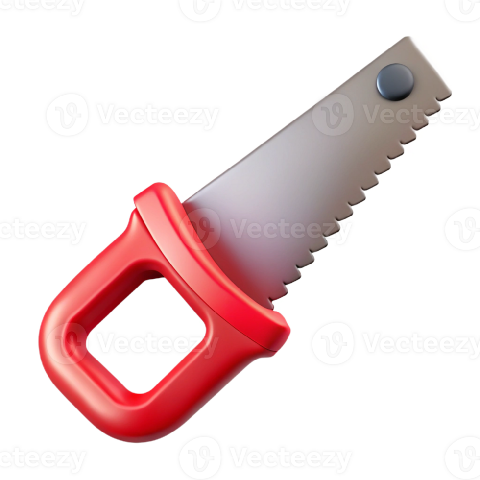 3D Render Red Hand Saw Tool Illustration png