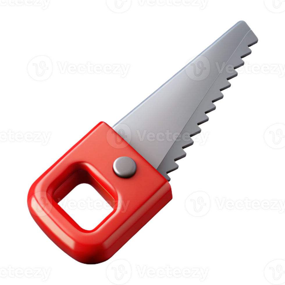 3D Render Red Hand Saw Tool Illustration png