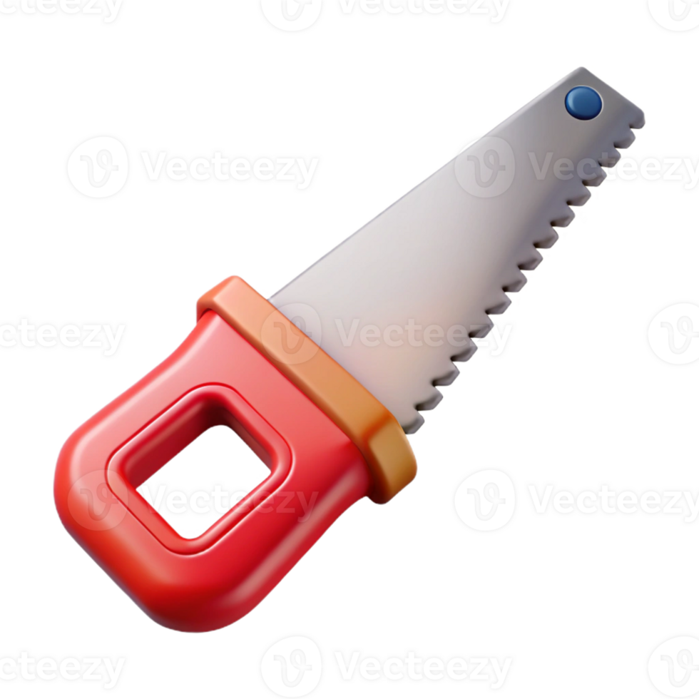 3D Render of Red Hand Saw png