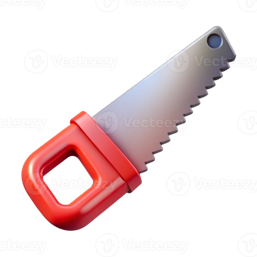 3D Render Hand Saw Red Handle Tool png