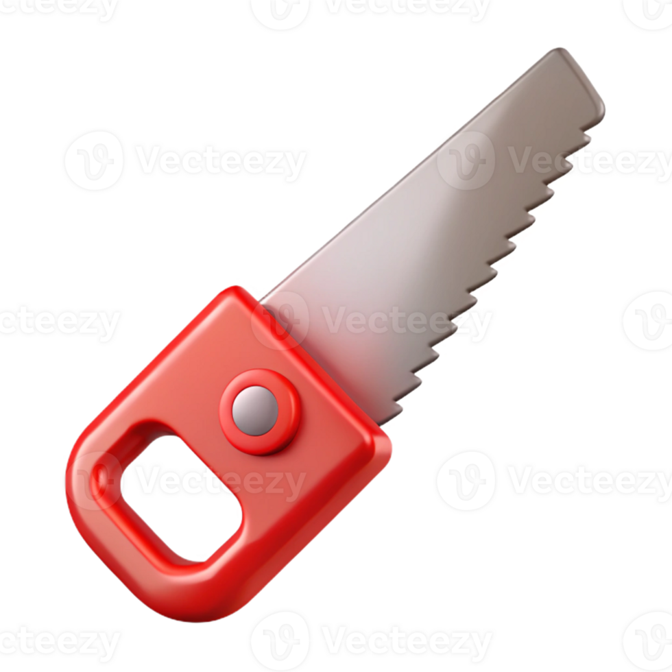 Red Toy Hand Saw 3D Render png