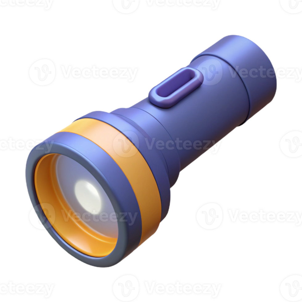 3D Render of a Purple and Orange Flashlight png