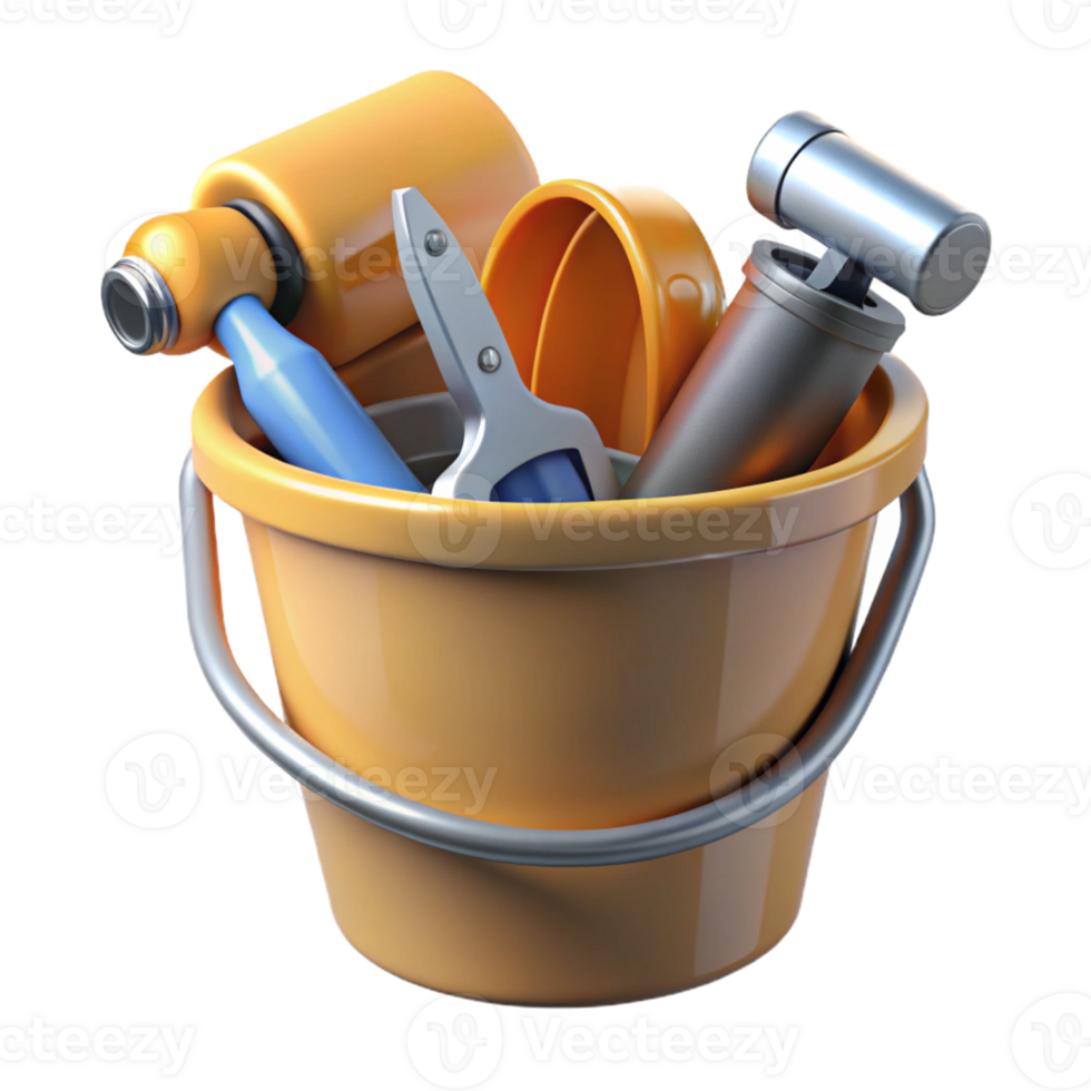 3D Render of Tools in Bucket png