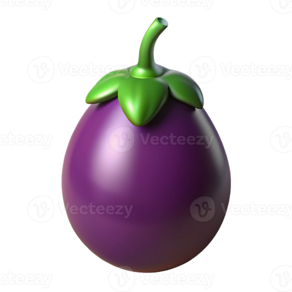 3D Render of a Cartoon Eggplant png