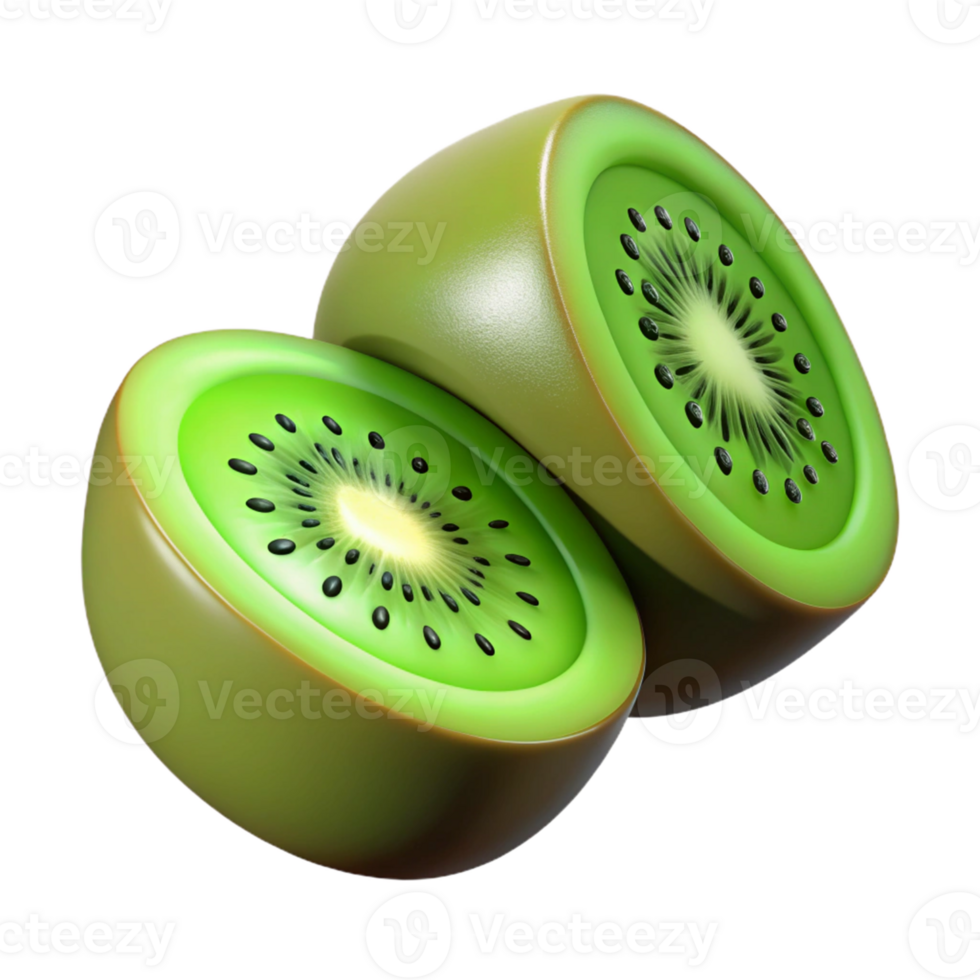 3D Render Kiwi Fruit Slices png