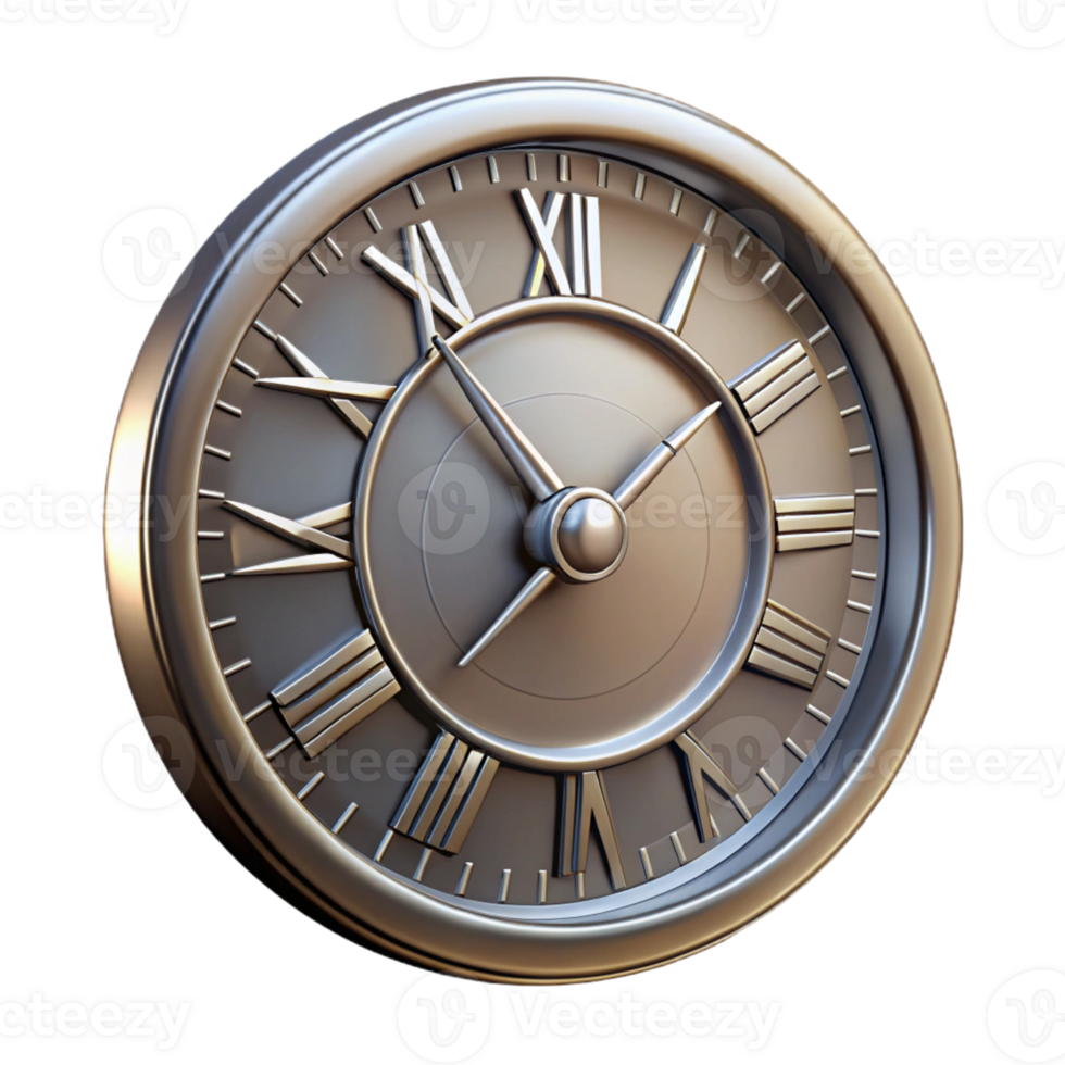 Metallic 3D Clock Illustration png
