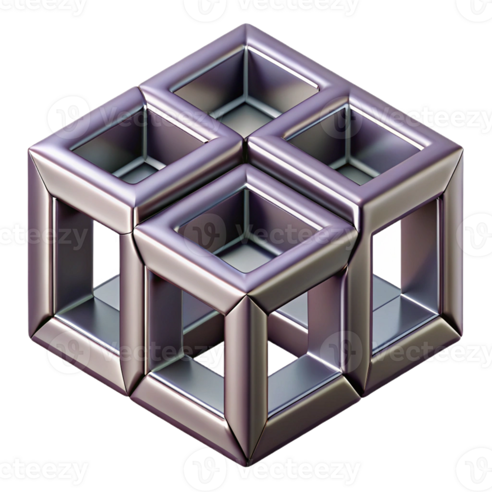 Interlocking Cubes 3D Render png