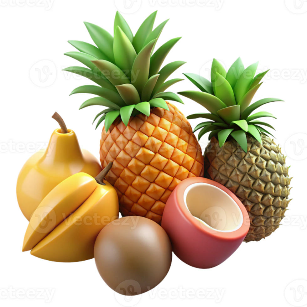 3D Render of Tropical Fruits png