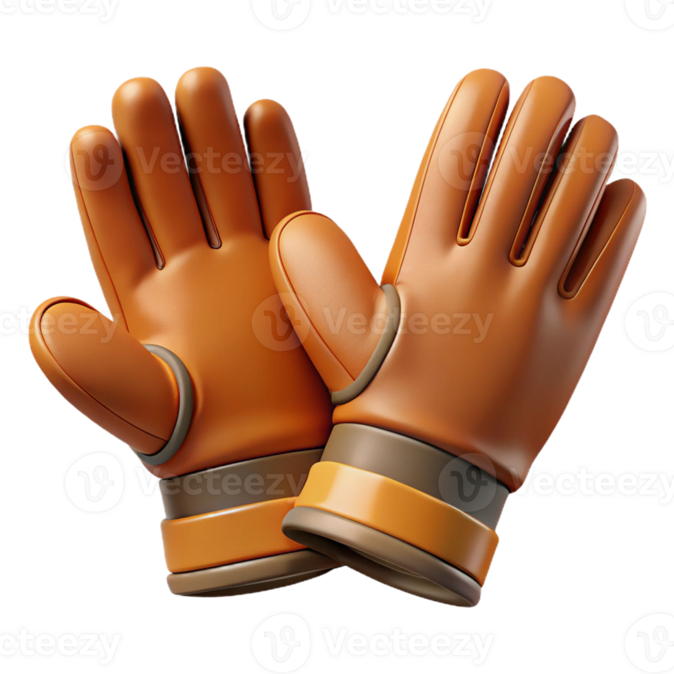 3D Render Orange Goalkeeper Gloves png
