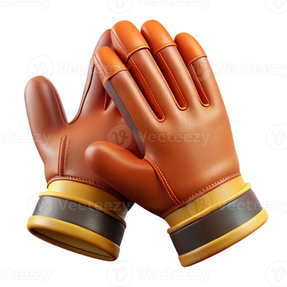 3D Render of Brown Leather Goalkeeper Gloves png