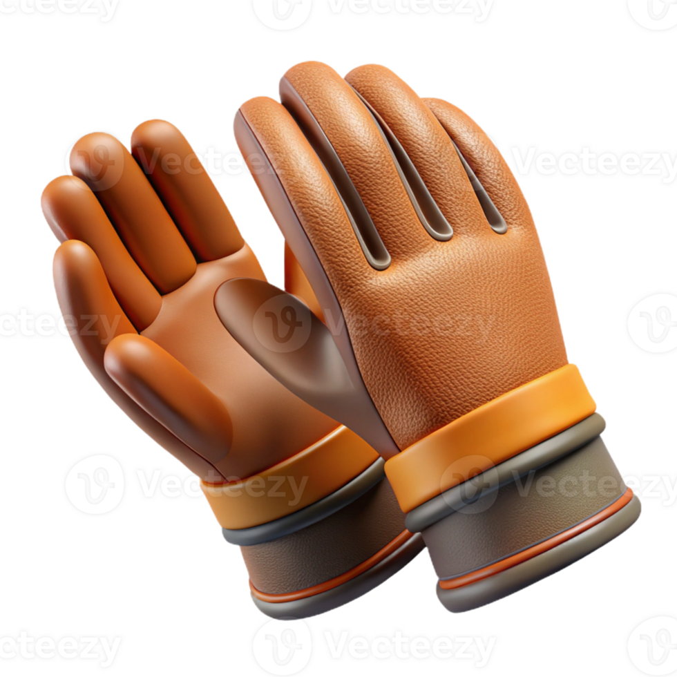 3d rendere Marrone pelle guanti png