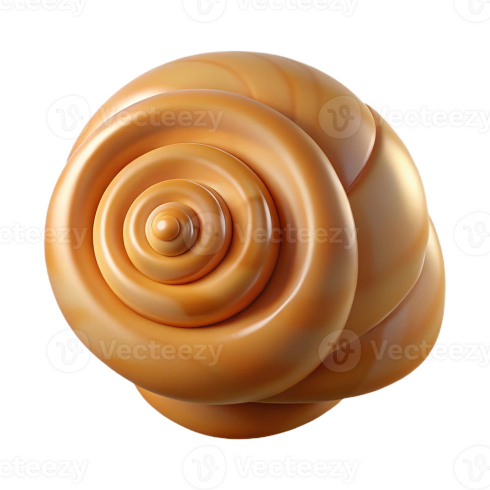 3D Render Orange Spiral Shell Abstract png