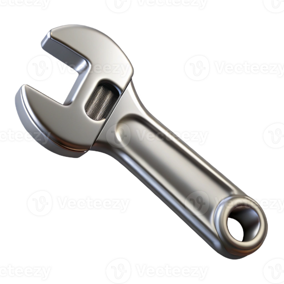 3D Render of a Silver Adjustable Wrench png