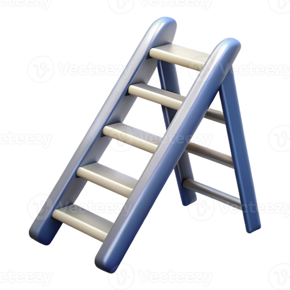 3D Render of a Simple Blue Ladder png