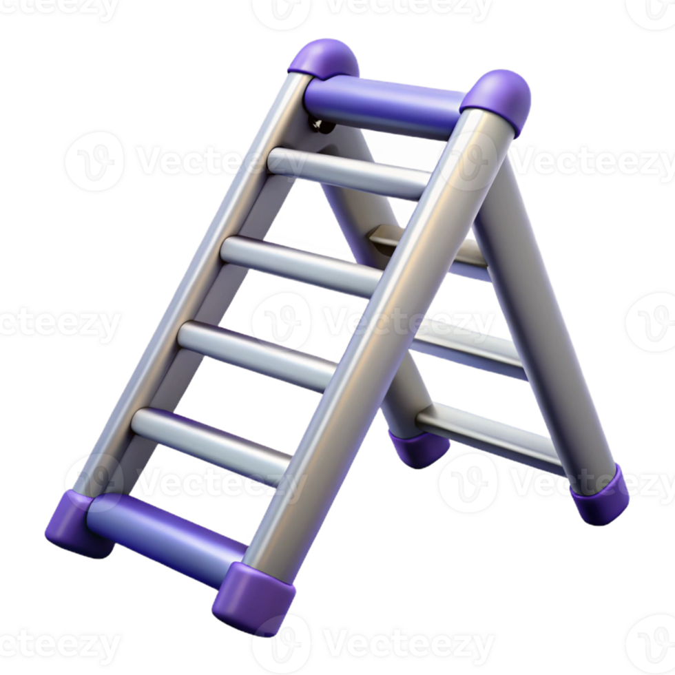 3D Render of a Purple and Silver Ladder png