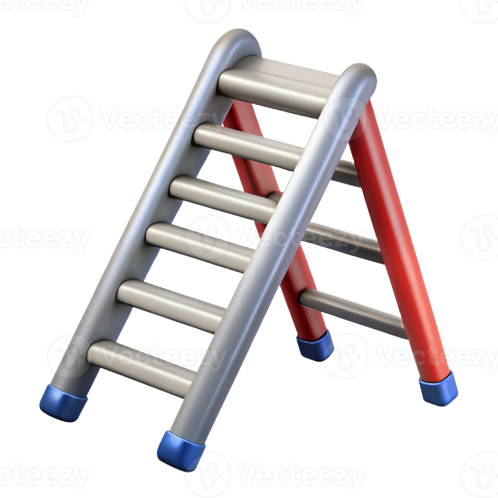 3D Render of a Gray and Red Ladder png