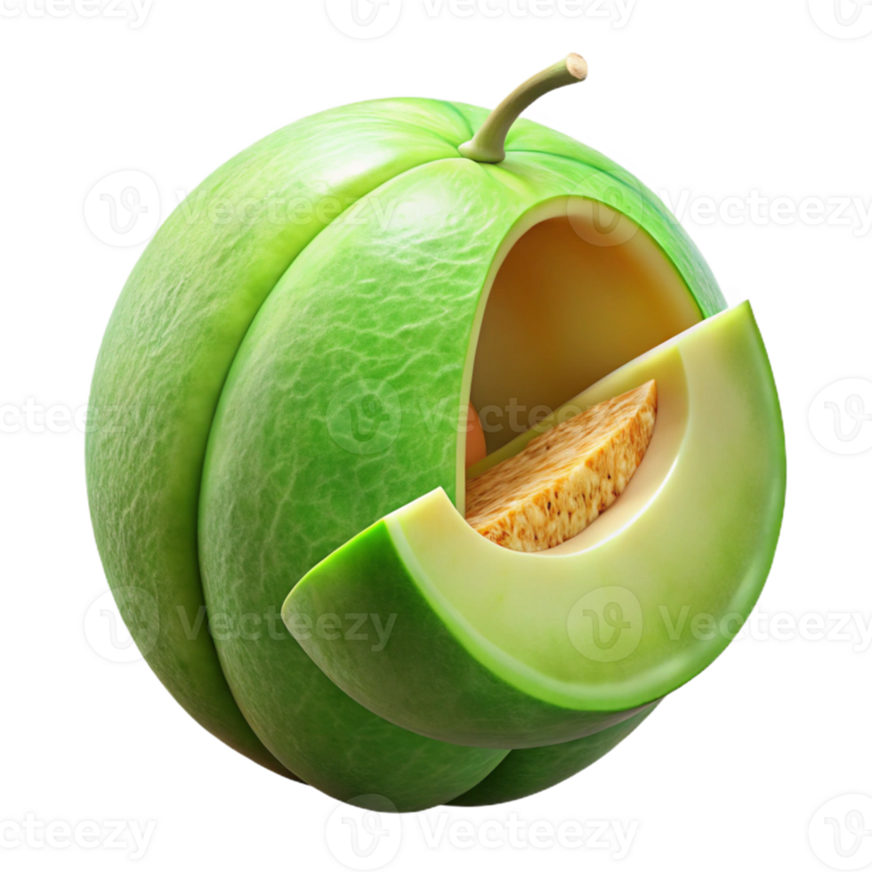 3D Render of Juicy Green Melon Slices png