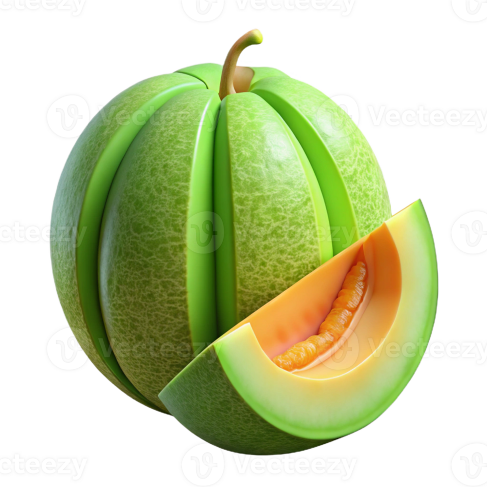 3D Render of a Juicy Cantaloupe Melon png