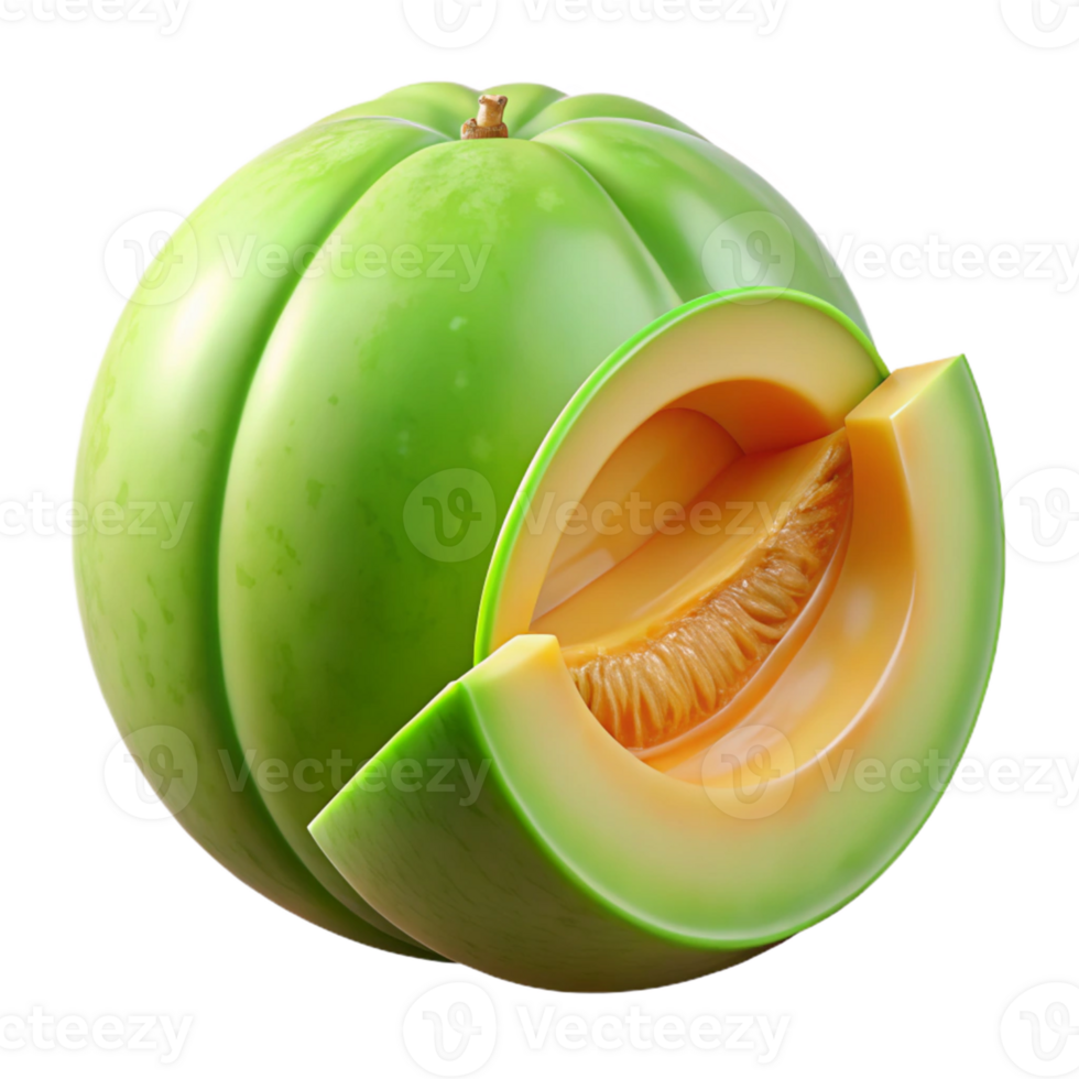 3D Render Green Melon Fruit Image png