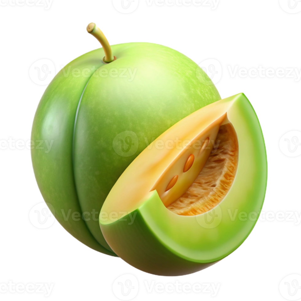 3D Render Green Melon Fruit Illustration png