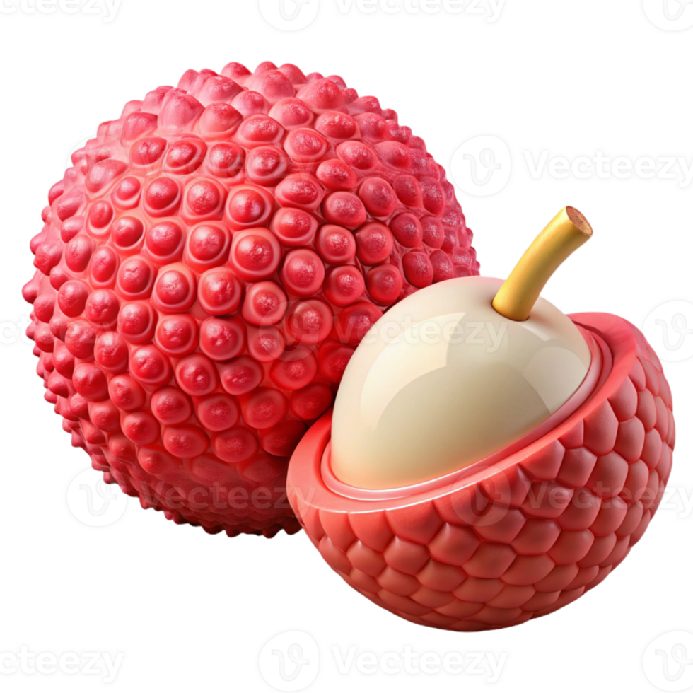 3D Lychee Illustration Red Fruit Delicious png