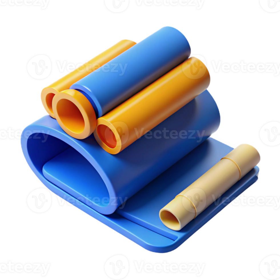 3D Render Blue Yellow Tubes Abstract Background png