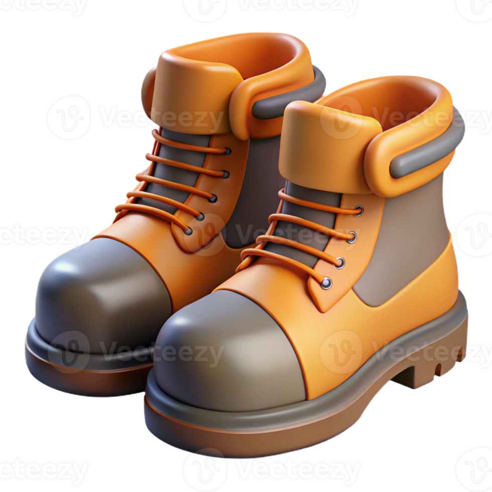 3D Render Orange Boots Illustration png
