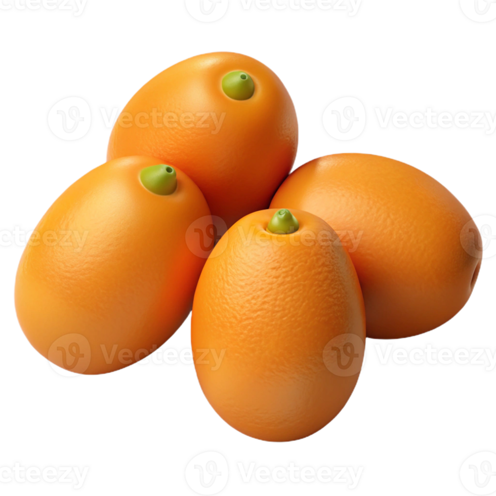 3D Render of Four Kumquats png
