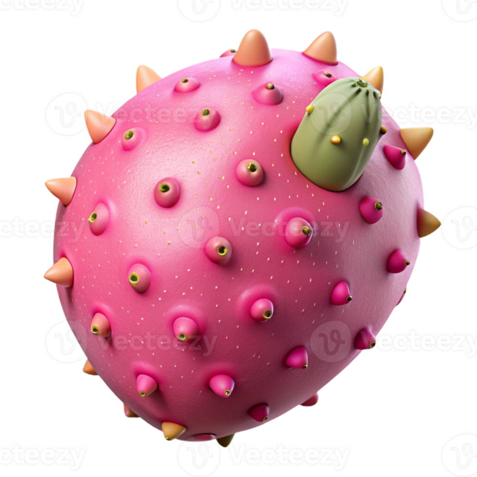 Pink Spiky 3D Fruit Illustration png