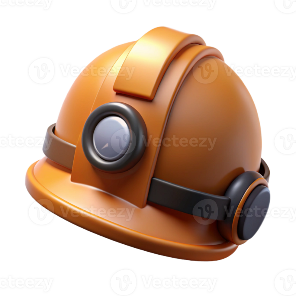Orange 3D Miner Helmet Illustration png