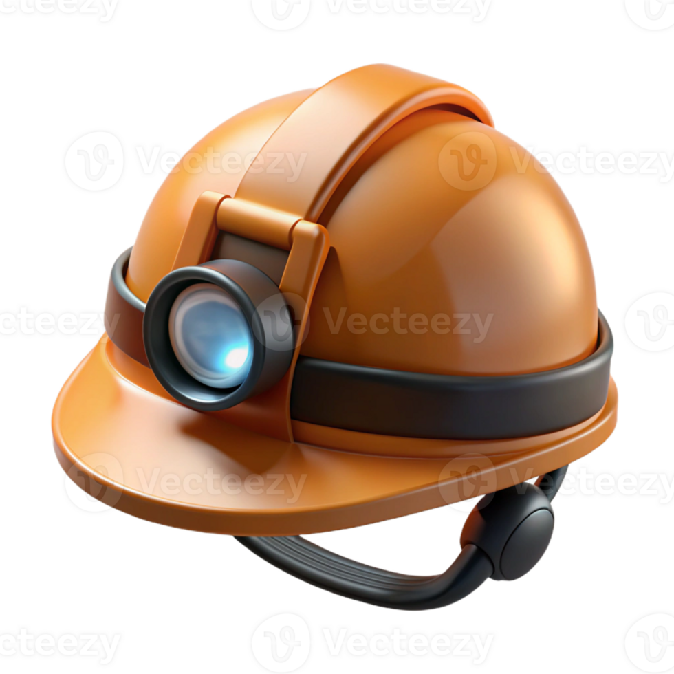 Orange Mining Helmet 3D Render png