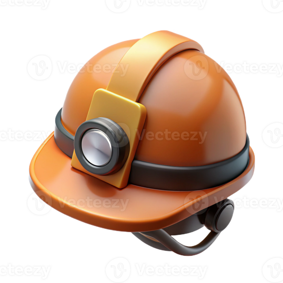 3D Render Orange Hard Hat Safety Helmet png
