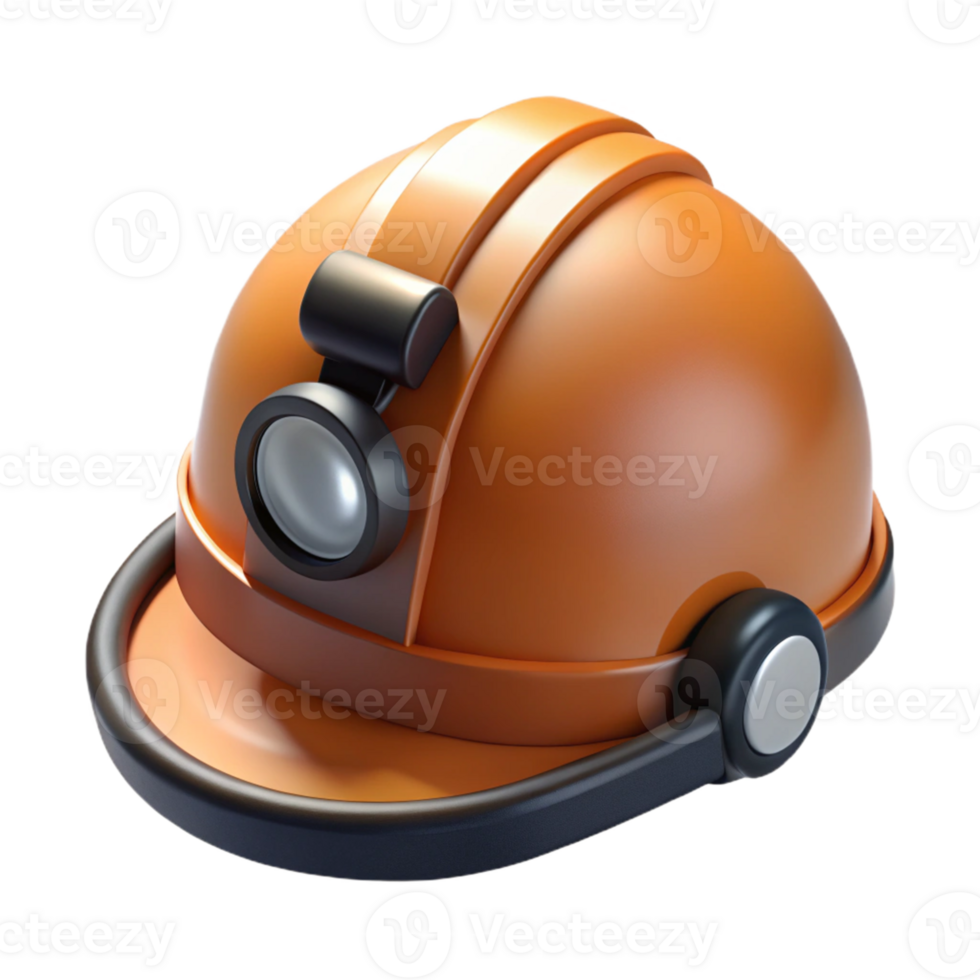 Orange Miner Helmet 3D Render png