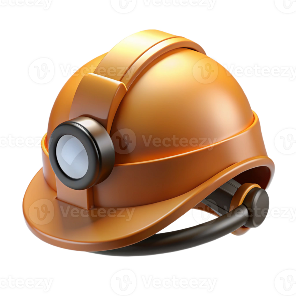 3D Render Orange Mining Helmet Icon png