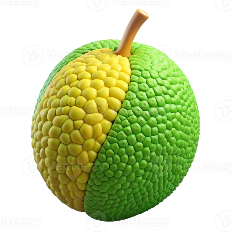 3D Render of a Half Yellow Half Green Fruit png