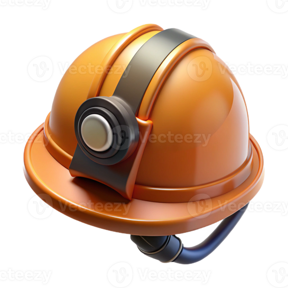 Orange Mining Helmet 3D Render png