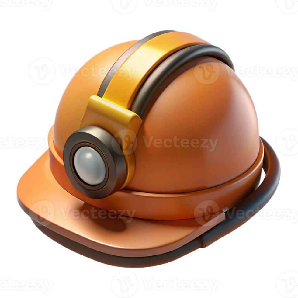 Orange 3D Miner Helmet Illustration png