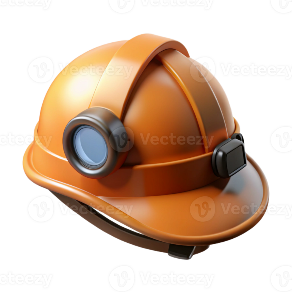 3D Render Orange Mining Helmet Illustration png
