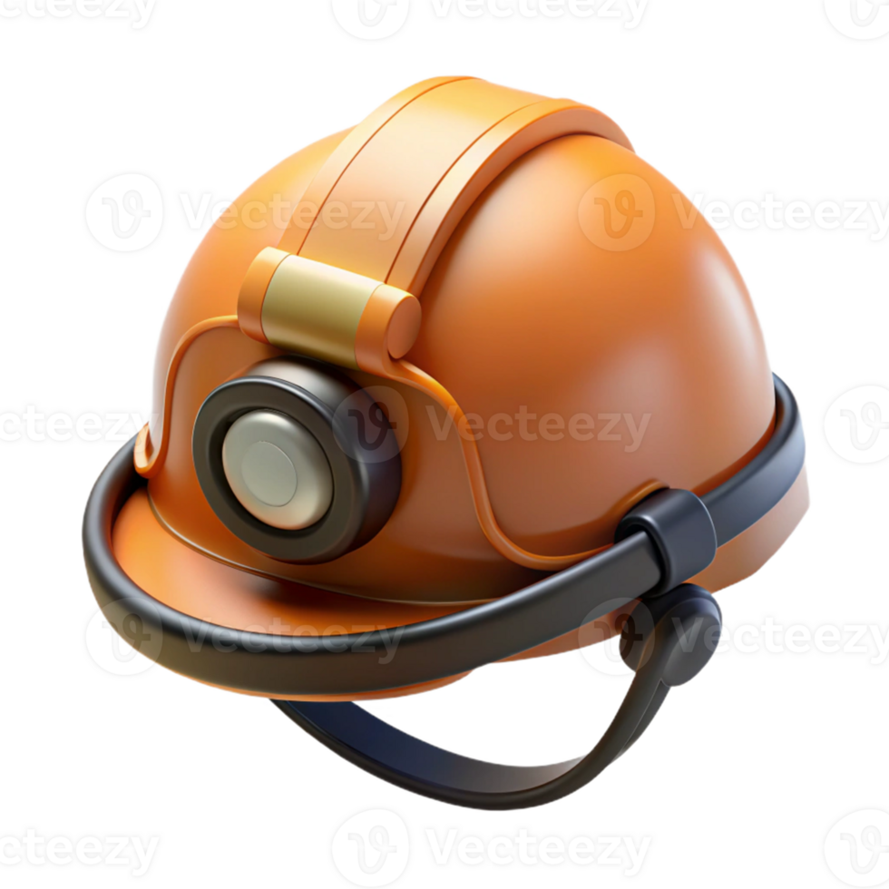 Orange 3D Miner Helmet Illustration png